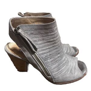 Paul Green Women's Cayanne Silver Leather Peep Toe Boot Sandals Size US 5.5 UK 3